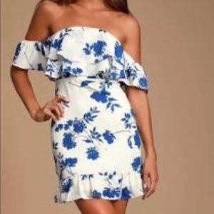 Lulus white floral off the shoulder dress